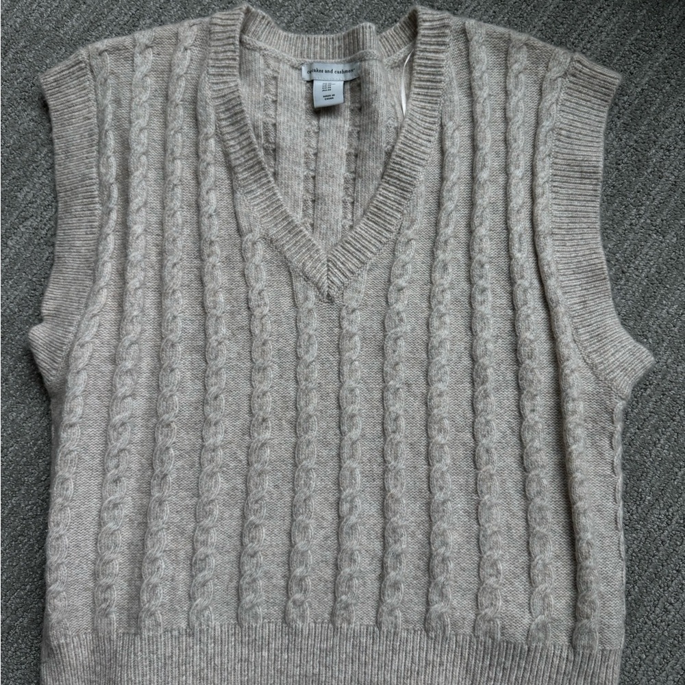 Cupcakes & Cashmere Beige Knit Sweater Vest